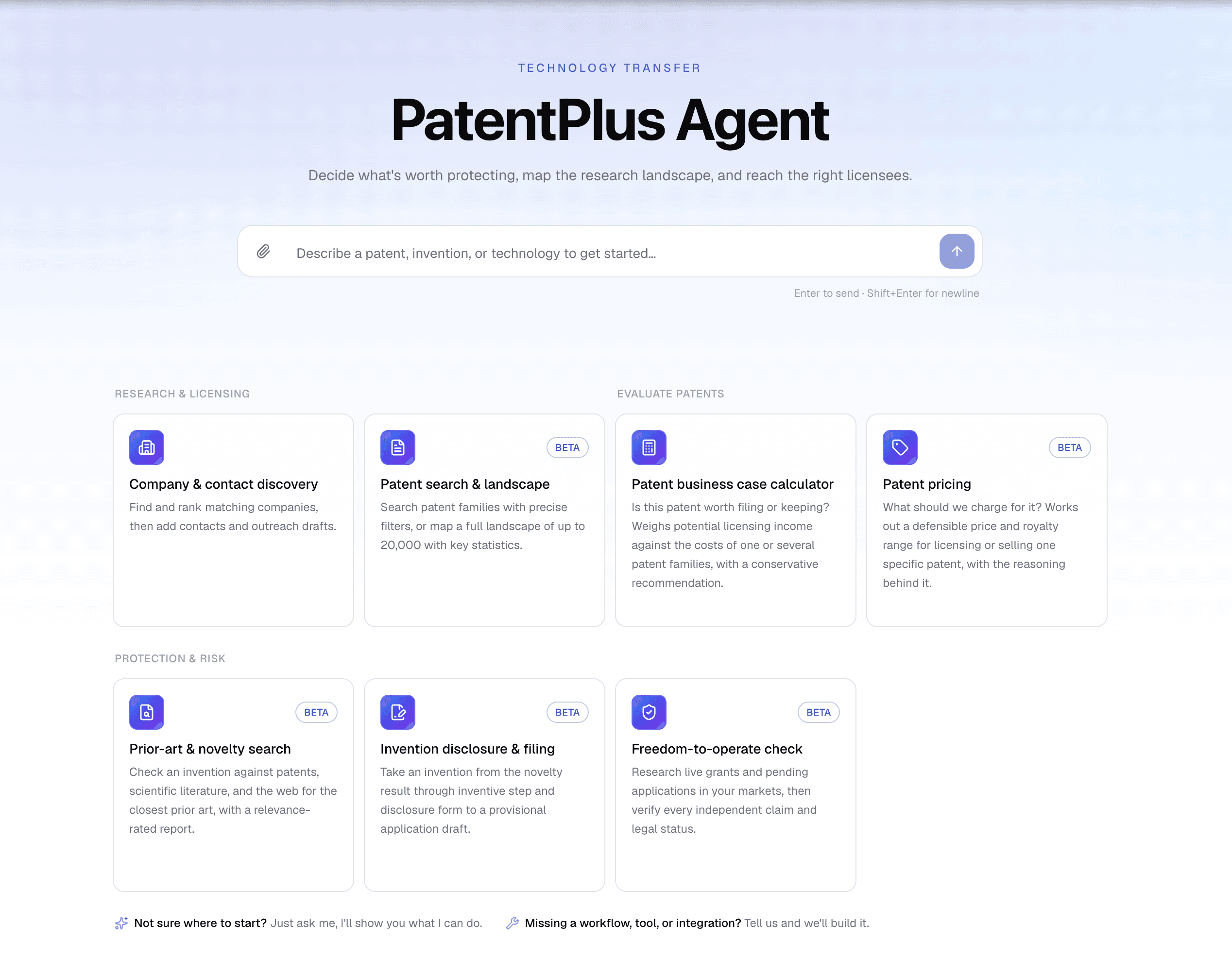 Screenshot des PatentPlus Agent